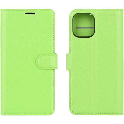 Mobigear Classic iPhone 12 Mini Hülle Klapphülle Geldbörse - Grün
