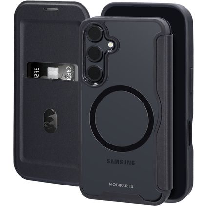 Mobiparts Shield Line Samsung Galaxy S25 MagSafe Hülle Klapphülle - Schwarz