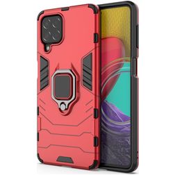 Mobigear Armor Ring Samsung Galaxy M53 Hülle Hardcase Backcover Stoßfest mit Ringhalter - Rot