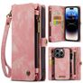 Caseme 008 iPhone 14 Pro Hülle Abnehmbare 2in1 Klapphülle Geldbörse - Pink