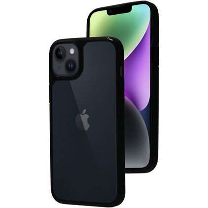 Mobiparts Rugged Clear iPhone 14 Plus Hardcase Backcover Shockproof - Transparent / Schwarz