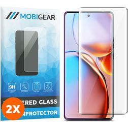 Mobigear Premium Motorola Edge 40 Pro Panzerglas Gehärtetes Glas Displayschutz - Hüllenfreundlich - Schwarz (2er Pack)