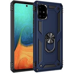 Mobigear Armor Ring Samsung Galaxy A71 Hülle Hardcase Backcover Stoßfest mit Ringhalter - Blau
