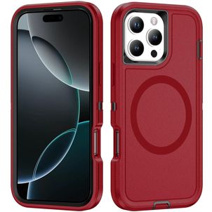 Mobigear Rugged Mag iPhone 16 Pro Max MagSafe Hülle Hardcase Backcover Stoßfest - Rot