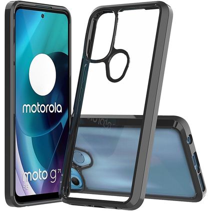 Mobigear Crystal Motorola Moto G71 5G Hülle Hardcase Backcover - Transparent / Schwarz