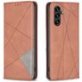 Mobigear Rhombus Slim Samsung Galaxy A35 Hülle Klapphülle - Braun