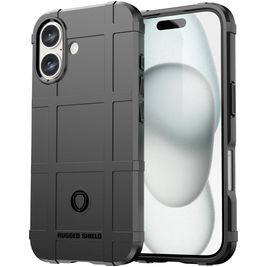 Mobigear Rugged Shield iPhone 16 Plus Hülle Flexibles TPU Backcover Stoßfest - Schwarz