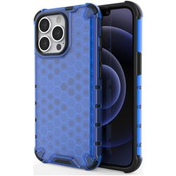 Mobigear Honeycomb iPhone 14 Pro Max Hülle Hardcase Backcover Stoßfest - Blau