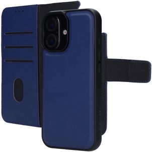 Mobiparts iPhone 16 MagSafe Hülle Echtes Leder Abnehmbare 2in1 Klapphülle Geldbörse - Blau