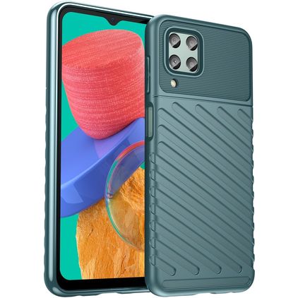Mobigear Groove Samsung Galaxy M33 Hülle Flexibles TPU Backcover - Grün