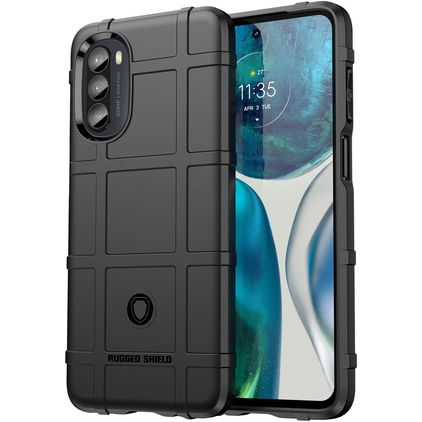 Mobigear Rugged Shield Motorola Moto G82 Hülle Flexibles TPU Backcover Stoßfest - Schwarz