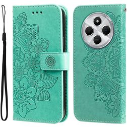 Mobigear Flowers Xiaomi Redmi 14C Hülle Klapphülle Geldbörse - Grün