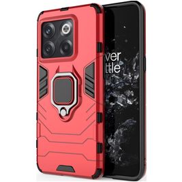 Mobigear Armor Ring OnePlus 10T Hülle Hardcase Backcover Stoßfest mit Ringhalter - Rot