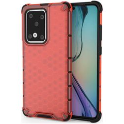 Mobigear Honeycomb Huawei P40 Pro Hülle Hardcase Backcover Stoßfest - Rot