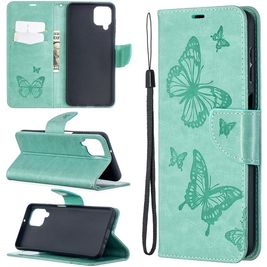 Mobigear Butterfly Samsung Galaxy A12 Hülle Klapphülle Geldbörse - Türkis Mobigear Butterfly Samsung Galaxy A12 Hülle Klapphülle Geldbörse - Türkis