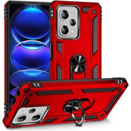 Mobigear Armor Ring Xiaomi Redmi Note 12 Pro Plus Hülle Hardcase Backcover Stoßfest mit Ringhalter - Rot