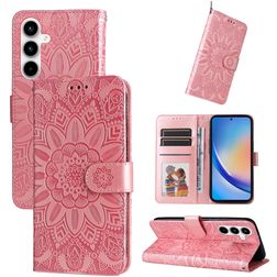 Mobigear Sunflower Samsung Galaxy A35 Hülle Klapphülle Geldbörse - Roségold