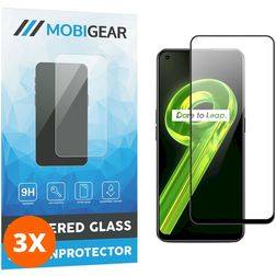 Mobigear Premium Realme 9 4G Panzerglas Gehärtetes Glas Displayschutz - Hüllenfreundlich - Schwarz (3er Pack)