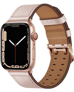 Mobigear Milano Leder Apple Watch Armband Dornschließe - 42/41/40/38 mm - Roségold