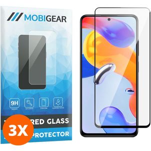 Mobigear Premium Xiaomi Redmi Note 11 Pro 4G Panzerglas Gehärtetes Glas Displayschutz - Hüllenfreundlich - Schwarz (3er Pack)