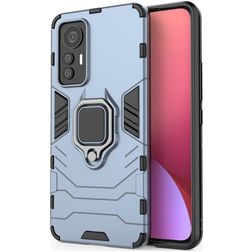 Mobigear Armor Ring Xiaomi 12 Lite Hülle Hardcase Backcover Stoßfest mit Ringhalter - Marineblau