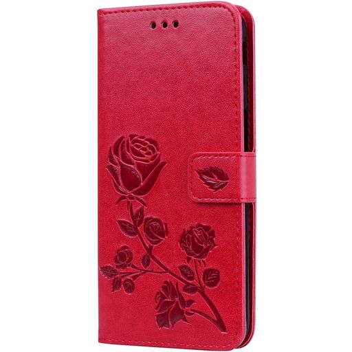 Mobigear Roses Samsung Galaxy J6 Plus Hülle Klapphülle Geldbörse - Rot