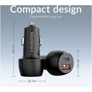 Mobilize Dual USB / USB-C Auto Ladegerät Power Delivery 48W - Schwarz