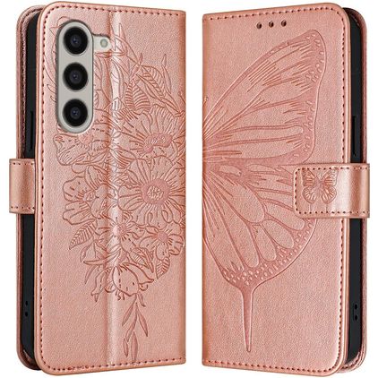 Mobigear Butterfly Samsung Galaxy Z Fold 6 Hülle Klapphülle Geldbörse - Roségold