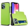 Mobigear Card iPhone 13 Hülle Hardcase Backcover Stoßfest mit Kartenhalter - Grün