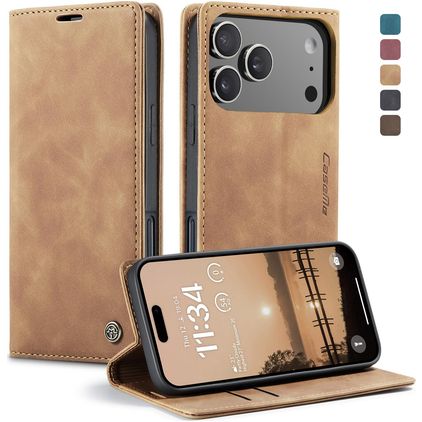 CaseMe 013 iPhone 17 Pro Max Hülle Klapphülle Geldbörse - Braun