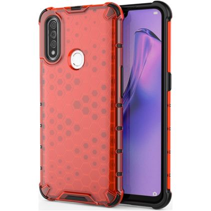 Mobigear Honeycomb OPPO A31 Hülle Hardcase Backcover Stoßfest - Rot