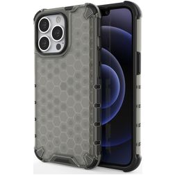 Mobigear Honeycomb iPhone 14 Pro Hülle Hardcase Backcover Stoßfest - Schwarz