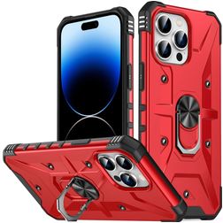 Mobigear Armor Ring iPhone 14 Pro Max Hülle Hardcase Backcover Stoßfest mit Ringhalter - Rot