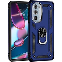 Mobigear Armor Ring Motorola Edge 30 Pro Hülle Hardcase Backcover Stoßfest mit Ringhalter - Blau