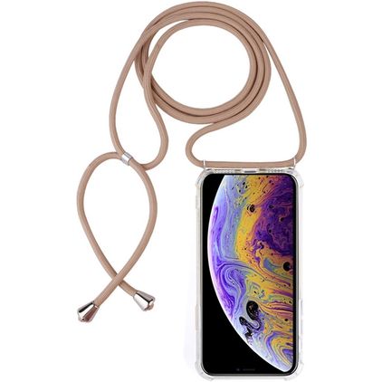 Mobigear Lanyard iPhone X TPU (flexibel) Handykette - Transparent / Braun