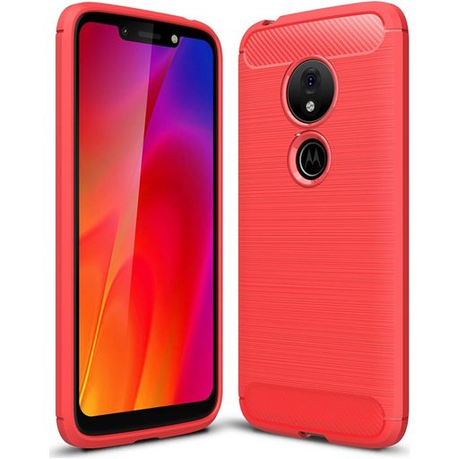 Mobigear Brushed Slim Motorola Moto G7 Play Hülle Flexibles TPU Backcover - Rot