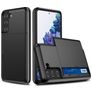 Mobigear Card Samsung Galaxy S21 Hülle Hardcase Backcover Stoßfest mit Kartenhalter - Schwarz