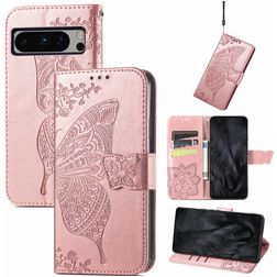Mobigear Butterfly Google Pixel 8 Pro Hülle Klapphülle Geldbörse - Roségold