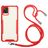 Mobigear Lanyard Samsung Galaxy A72 Flexibles TPU Handykette - Transparent / Rot