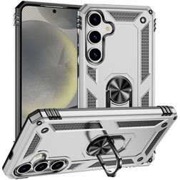 Mobigear Armor ring Samsung Galaxy S25 Hülle Hardcase Backcover Stoßfest mit Ringhalter - Silber