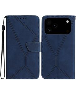 Mobigear Stitch iPhone 18 Pro Max Klapphülle Portemonnaie - Blau