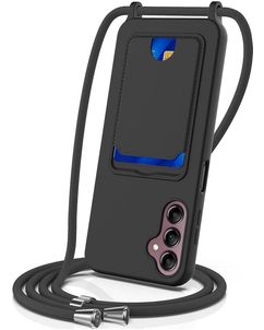 Mobigear Lanyard Card Samsung Galaxy S24 FE Silikon Handykette mit Kartenhalter - Schwarz