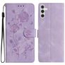 Mobigear Flowers Samsung Galaxy A17 Hülle Klapphülle Geldbörse - Lila