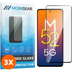 Mobigear Premium Samsung Galaxy M52 Panzerglas Displayschutz - Hüllenfreundlich - Schwarz (3er Pack)
