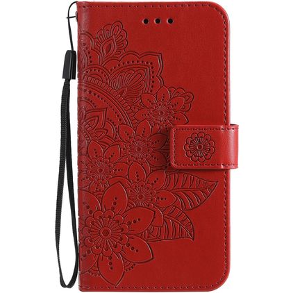 Mobigear Flowers OPPO A54 5G Hülle Klapphülle Geldbörse - Rot