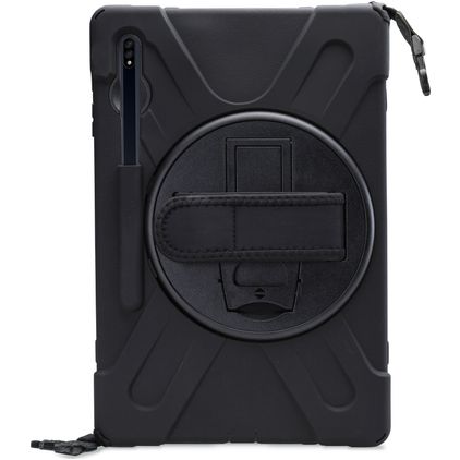 Xccess Survivor All-round Samsung Galaxy Tab S7 Plus Hülle Kunststoff,Silikon Backcover + Schulterträger + Ständer - Schwarz