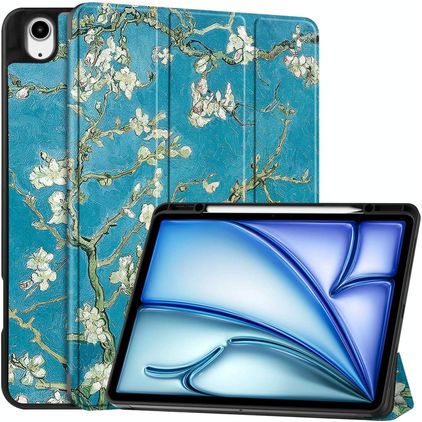 Mobigear Tri-Fold iPad Air 13 Zoll (2026) Hülle Klapphülle + Stifthalter - Almond Blossoms