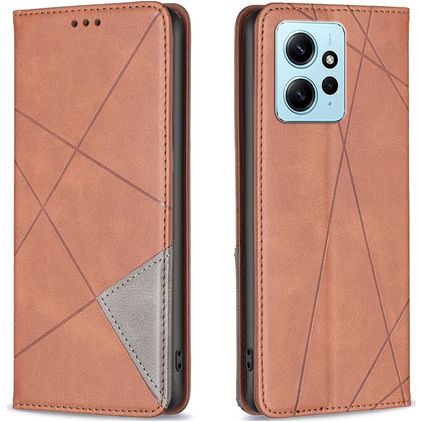 Mobigear Rhombus Slim Xiaomi Redmi Note 12 Klapphülle - Braun