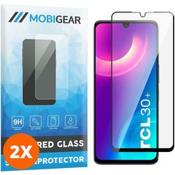 Mobigear Premium TCL 30 Plus Panzerglas Displayschutz - Hüllenfreundlich - Schwarz (2er Pack)