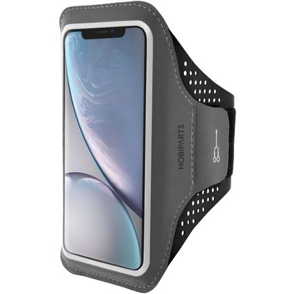 Mobiparts Comfort Fit Handyhalterung Joggen iPhone XR Sporthülle Neopren Sportarmband - Schwarz